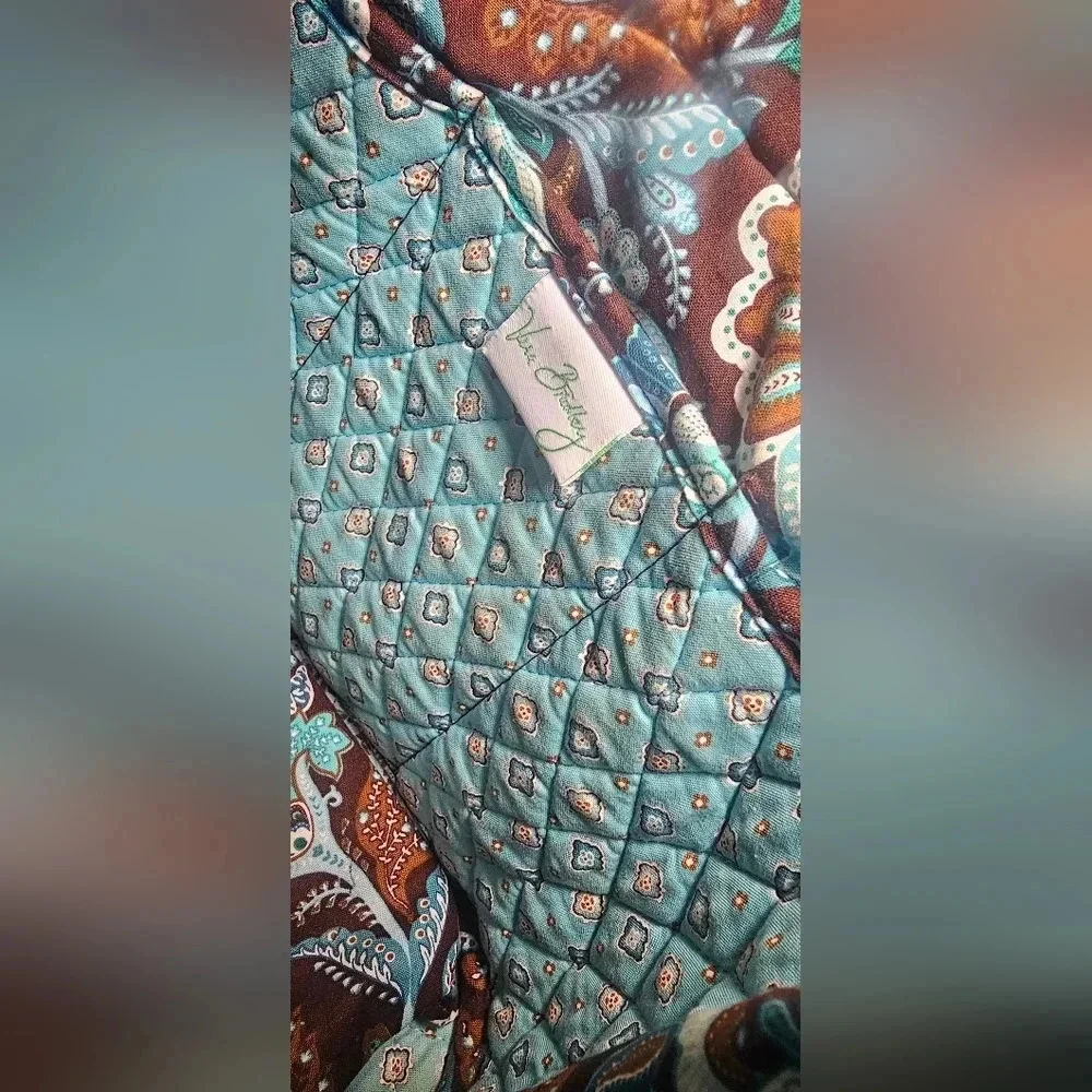 Retired Vera Bradley Blue Java Brown Floral Paisley Tote